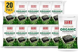 CHOI'S 1 DAECHUN(Choi's1) Organic Seaweed Snack, 20 Pack, Organic Olive Oil, Organic Sesame OIl, Vegan, Keto, Gluten-Free, Product of Korea
