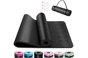 Utomhus yogamatta, TPE 6 mm tjock, hudvänlig yogamatta, halkfri gymnastikmatta, pilates gymnastik, meditation, stretching med bärrem, hem, träning, sportmatta, 183 x 61 cm