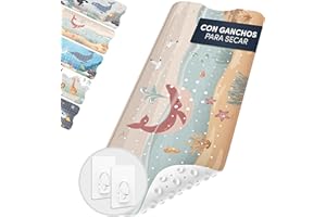 avakido® Alfombra Antideslizante para bañera Infantil - Sin BPA, Resistente al Moho y Lavable a máquina - Alfombrilla antimoho con 2 Ganchos incluidos - Segura para bebés y niños