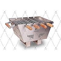 H Hy-tec (Device) HYBB-02 Mini Portable Limited Edition Barbecue with 4 Skewers, 1 Grill & 1 Packet of Charcoal…