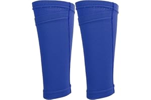 Pwshymi 1 par de Calcetines de fútbol para espinilleras, Buena Elasticidad, Protector de piernas, Calcetines de Doble Capa, espinilleras, Mangas de Malla Transpirable para pantorrillas