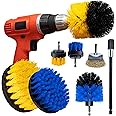 DANVIG 8 PCS Drill Brush Attachment – Multipurpose Drill Brushes for Cleaning of Bathroom, Kitchen, Grout, Pool, Flooring and Car Wheels with 6” Reach Extension and Small Wire Brush