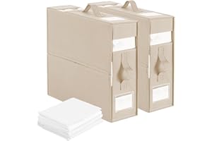 QIGEEKU Bed Linen Organiser, Bedding Storage Bag with Marking Frame, Linen Organiser with Large Capacity, Suitable for Storing Sheets, Clothes, Pillowcases, Blankets (Beige)