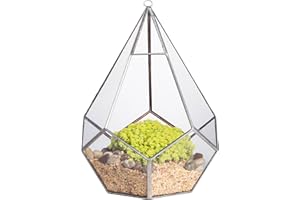 NCYP Sliver Modern Opening Hanging Geometric Glass Terrarium Polyhedron Diamond Teardrops Shape Air Plant Holder Garden Windowsill Diaplay Planter Centerpiece for Wedding Gift (No Plants Included)