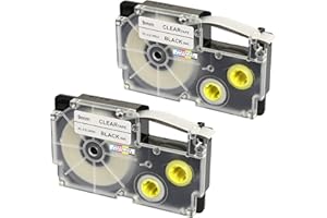 PRESTIGE CARTRIDGE 2 Compatibles Casetes XR-9X XR-9X1 negro sobre transparente 9mm x 8m cintas para impresoras de etiquetas Casio KL-60 KL-100 KL-120 KL-200 KL-300 KL-750 KL-780 KL-820 KL-2000 KL-7000 KL-7200 KL-8100