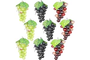 Rosixehird 9Stück Künstliche Trauben Deko, Gefälschte Trauben, Kunstobst Obst Dekoration, Künstliche Weintrauben Trauben, Kunstobst Plastikobst Künstliches Obst Gemüse Dekoration