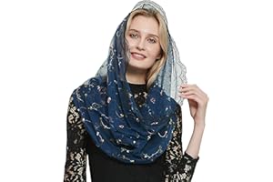 LEIMANDY Orthodoxer Schleier Kopfbedeckung mit bestickten Blumen Katholische Kapelle Mantilla Schleier V50