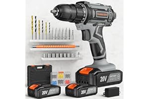 Taladro Atornillador Batería 20V, FAHEFANA Taladro Inalámbrico, 2 Baterías 2.0Ah y Accesorios 89 Piezas, 42Nm Máx, 25+1 Ajuste de Par, 2 Velocidad, Portabrocas de 10mm, LED Luz, Para Hogar e Bricolaje