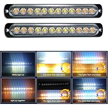 2 Barres LED Stroboscopiques RIGIDON 4 LEDs Ambre - 12V/24V Pour Voiture, Camion, 4x4, Bateau