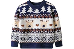 Goodstoworld Kinder Weihnachtspullover Ugly Junge Knitted Sweater Mädchen Christmas Pullover Lustig Weihnachtspulli Rundhals Strickpullover