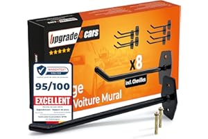 upgrade4cars Range Pneu Voiture Mural pour 8 Jantes | Crochets Mur pour Pneus | Support Roue jusqu'à 22 Pouces