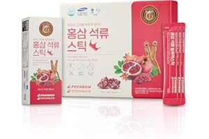 POCHEON KOREAN RED GINSENG Pocheon Premium Koreanischer Roter Ginseng und Granatapfel Extrakt Stick 300ml(10ml x 30), Koreanischer 6 Jahre Panax, Natural Immune Support, No Added Sugar