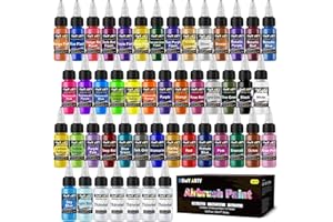 HOMY ARTY Airbrush Paint - 43 Colors with 5 Thinner, Water-Based Airbrush Paint Set, Ready to Spray Acrylic Air Brush Paints for Metal, Plastic Models, Canvas, Wood - 48 Bottles