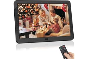 KENUO Digital Photo Frame 8 Inch, 1920x1080 High Resolution 16:9 Full IPS Display Digital Picture Frames Auto-Rotate Image Preview Video Calendar Clock Auto On/Off (Black)