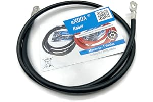eXODA Câble de batterie 100cm câble d'alimentation en cuivre 25 mm² avec cosses à œillets M8