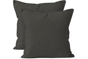 ENCASA XO Encasa Set di 2 federe per cuscini in cotone I 18x18 in (45x45 cm) - Charcoal Grey I Senza inserto I Tinta unita Square Federe I Lavabili in lavatrice | Solo per uso interno