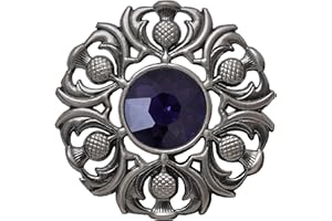 KILT MANIA Elegant Scottish Kilt Fly Plaid Brooch - Premium Thistle Design with Sparkling stone, Handcrafted Tartan Sash Pin, Luxurious Highland Dress Accessory for Women's