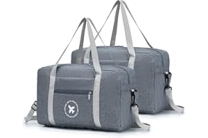 YOODI Sac de Voyage Sac 40x20x25 Ryanair Sac Cabine Avion Pliable Sac Cabine Easyjet Bagage Cabine Bagag Sac de Sport Sac Weekend Duffel Sacs Camping Randonnée Pliant Organisateur (2 Pièces)