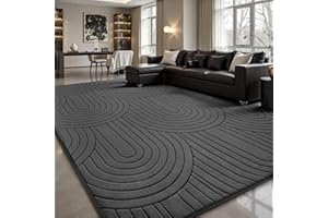 Sour Lemon Teppich Wohnzimmer 160x230cm, 3D Halbkreismuster Teppichd Grau Waschbarer Teppich Flauschige Carpets Schlafzimmer Carpet Gegend Kurzflor Flauschig Rutschmatte Kinderzimmer Teppiche