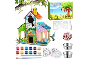 COL-PARY DIY Comederos para pájaros, casa para pájaros, DIY Bird Feeder House,Bricolaje Pintura de artesanías de Madera para niños, niños, niñas, Edades 3-5, 4-8, 8-12, Regalo al Aire Libre, jardín
