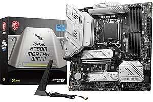 MSI MAG B760M MORTAR WIFI II Motherboard, mATX - Supports Intel 12th & 13th Gen Core Processors, LGA 1700 - DDR5 Memory Boost 7800+MHz/OC, 1x PCIe 5.0 x16, 3 x M.2 Gen4, 2.5G LAN, Wi-Fi 6E