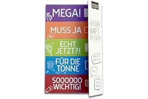 ‎SPIELEFABRIK HEITERE HAFTNOTIZEN | 250 lustige Page Marker für Markierung LINKS | Block mit witzigen Klebezetteln | Freche Sprüche für Büro, Schule, Uni | Kollegen, Schüler, Studenten | 5 x 50 Blatt | 6 x 2 cm
