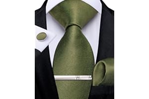 DiBanGu Einfarbig Krawatte für Herren formellen Seiden-krawatte und Einstecktuch Manschettenknöpfe Krawattenklammer Set für Hochzeit Party