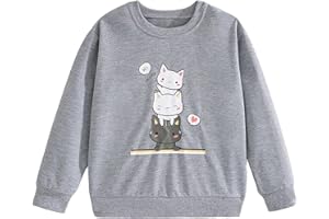 Xumplo Girls Long Sleeve Jumper Clothes Tween Girl Black Cat Sweatshirt Teen Girl Crew Neck Casual Pullover