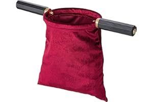 ‎MAMEMI Klingelbeutel aus SAMT mit MESSINGRING & Griff – Ø 13 cm – Burgundrot – KOLLEKTENBEUTEL in Bester KIRCHENQUALITÄT – für GOTTESDIENST, Spenden & DEKO – MaMeMi