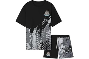 Get Trend Mens Pyjamas Set Short PJs Soft Breathable Nightwear Sleepwear Cosy Summer Lounge Set Football Gifts for Men