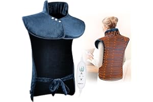 Olycism Poduszka grzewcza na plecy, ramiona i kark z automatycznym wyłączaniem, 60 x 100 cm, elektryczna poduszka rozgrzewająca z 10 stopniami temperatury i 9 ustawieniami timera, można prać w pralce