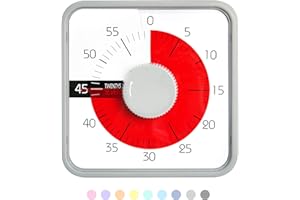 TWENTY5 SEVEN 19 cm Minuteur à rebours, minuteur visuel, minuteur d'examen pour enfants et adultes,salle de classe, devoirs, jeux, cuisine, bureau, réunions, Gris