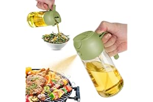 TrendPlain Spruzzino Olio per Friggitrice Aria 470ml, Dosatore Olio 2 in 1, Oliera Spray per Cucina, Insalata e Aceto, Accessori Cucina senza BPA - Verde