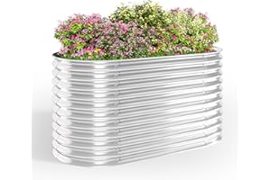 Xbro Huerto Urbano Ovalado con Malla Protectora, Jardinera Elevada de Metal Antióxido 160x80x80 cm, Bancal de Cultivo para Verduras, Flores y Hierbas, para Jardín Terraza Exterior