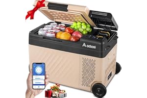 AAOBOSI 24L Kompressor Kühlbox, Kühlbox Auto mit APP-Steuerung, 12/24V und 100-240V, USB-Handy-Ladefunktion, LED-Beleuchtung, bis -20°C für Kfz-, Außen- und Haushaltssteckdosen (inkl. 2 Bosch-Adapter)