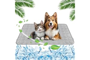 Yegookay Hundekühlmatte 70×55cm Selbst Kühlbett Hund Sommer Kühlmatte für Hunde Dog Cooling Mat rutschfeste Hundematte Waschbar Geeignet für Auto Zuhause und Freizeit (Grau L)