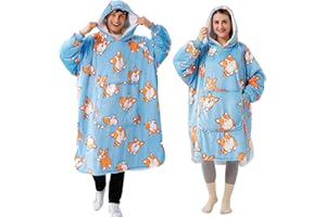 Winthome Bardzo duży koc z kapturem z podszewką Sherpa. Miękki i ciepły dla mężczyzn, kobiet, dorosłych, młodzieży