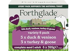 Forthglade Wet Dog Food, National Trust Variety Pack (6 x 395g Trays) - Grain Free & Hypoallergenic Dog Food, Adult 1 Year+, Turkey & Goose and Duck & Venison, Stomach Sensitive, Natural Ingredients