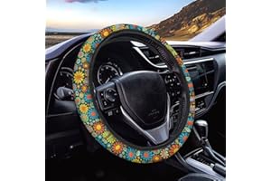 Xoenoiee Hippie Flower Steering Wheel Cover Car Accessories Cute for Women Men Girly Universal 15 Inch Neoprene Auto Interior Decor Anti Slip Car Truck Protector