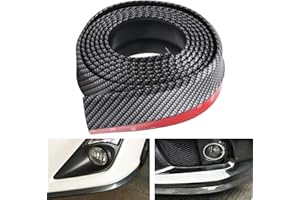 CICMOD BRAUTO Protector de Parachoques Delantero Spoilers Coche Alerón Labio Delantero 2.5M Universal Protector Carbono Fibra Negro y Rojo