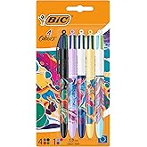 BIC 4 renkli t&uuml;kenmez kalem, dekor hidro paket, 5 adet, ofis, ev ofis veya okul i&ccedil;in uygundur