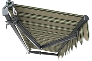 Primrose 3.5m Manual Awning Charcoal Cassette Mayfair DIY Patio Awning Gazebo Canopy (11ft 6") Complete with Fittings and Winder Handle (Multistripe)