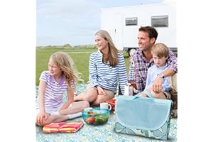 TFSZE Coperta Picnic 150x200cm,Telo Picnic Stuoia Campeggio Con Maniglia,Coperta Da Picnic Con Retro Impermeabile,Pieghevole Tappetino da Picnic Stuoia Campeggio Per Spiaggia,Campeggio(giglio blu)