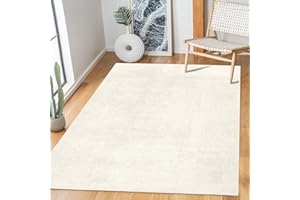 RUGURA Alfombra de Salón Dormitorio Habitación Pasillo Pies Cama Comedor Pelo Corto y Suave pequeña 80x150 cm Crema Beige Unicolor Moderna Nordica Lavable Antideslizante
