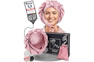 Jamé beauty® Seidenhaube zum Schlafen - 100% Maulbeerseide I Schlafhaube Seide - Idealer Schutz vor Frizz, Haarbruch & Knoten I Silk Bonnet mit Kinnriemen für extra Halt I Doppellagige Schlafmütze