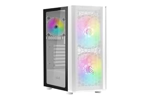 Noua Orizon M111 Bianco Case ATX per PC Gaming, Supporta E-ATX, 0.50MM SPCC, 3 Ventole LED ARGB Indirizzabile Frontale Mesh e Pannello Laterale in Vetro Temperato