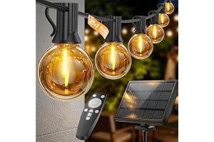 Solar Festoon Lights Outdoor 16.3M - Remote Control String Lights, USB Charging AT Timer, Dimmable & 4 Modes,Unique Glass Sol