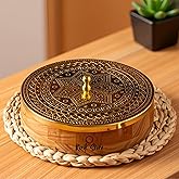 RIZIK STORE® Wooden Spice Box for Kitchen with Spoon – Acacia Wood Masala Dabba, 7 Detachable 120ml Containers | Masala Box, 