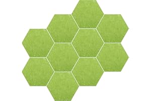 SGEHAI Set di 10 piastrelle esagonali in feltro + 50 puntine, 15 x 17,8 x 1,1 cm, bacheche con puntine per la decorazione, bacheca decorativa per bambini (30,5 x 25,4 cm, verde)