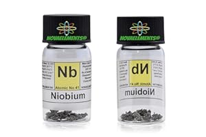 NOVAELEMENTS Niobio elemento metallico 41 Nb, cristalli lucenti 99,99% in fiala di vetro con etichetta